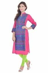 Ladies Regular Wear Straight Cotton Kurtis