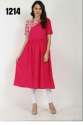 Pink Short Sleeve Printed Kurtis