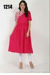 Pink Short Sleeve Printed Kurtis