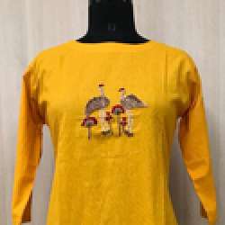 Cotton Long Straight Pattern Kurti With Handwork