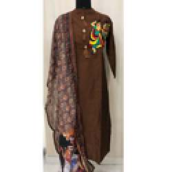 Long Straight Pattern Kurti With Muslin Dupatta