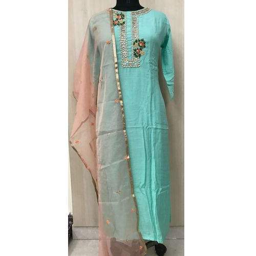 Muslin kurti with dupatta and Handwork
