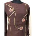 Muslin Long Kurti With Handwork and Bell Sleeves