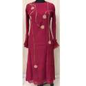 Muslin Long Kurti With Handwork and Bell Sleeves thumb 3