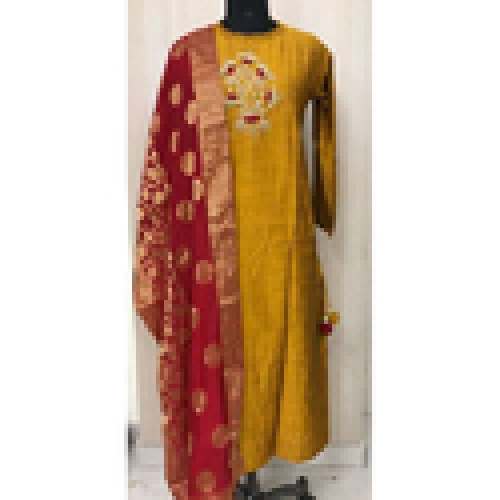 Pattern Kurti With Hand Work And Banarasi Dupatta