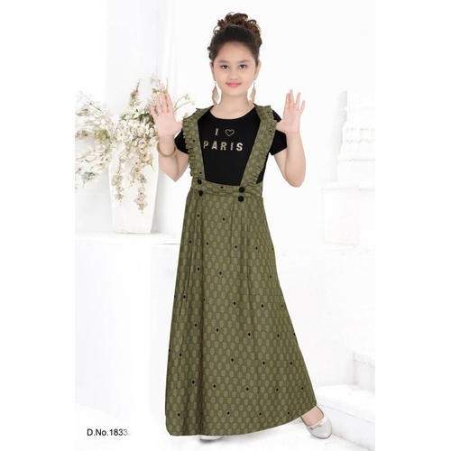 	Semi-Stitched  Green Gown by Bombay Style