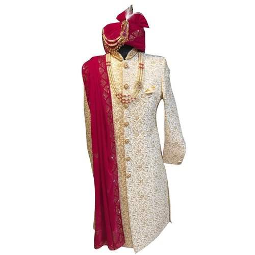 Embroidered Wedding Sherwani by Jamai Raja