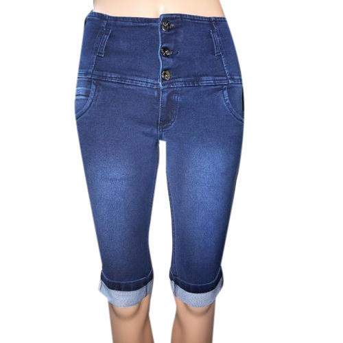 Girls Blue Denim Capri by Yavvan Enterprises