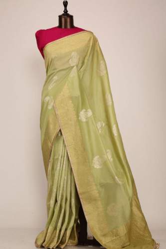 Green Tussar Silk Saree by Samyakk
