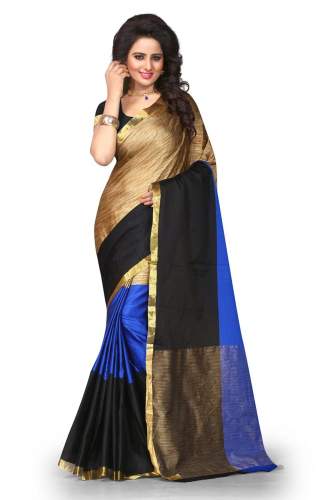 Blue Cotton Silk Saree