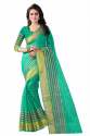 Border Cotton Sarees Light Green