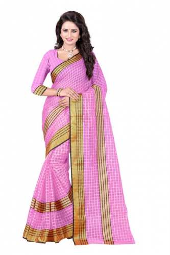 Cotton Border Sarees Pink