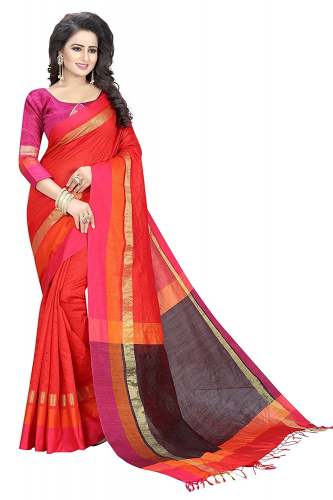Cotton Contrast Pallu Saree