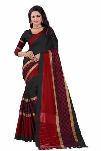Cotton Sarees Black And Red