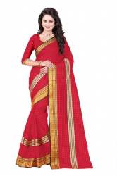 Cotton Sarees Dark Red