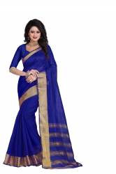 Cotton Silk Pallu Saree Blue Color