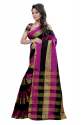Cotton Silk Saree Wine Color  thumb 2