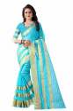 Cotton Sky Blue Sarees