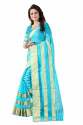 Cotton Sky Blue Sarees thumb 1