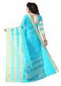 Cotton Sky Blue Sarees thumb 2