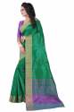 Dark Green Color Cotton Slub Saree thumb 1