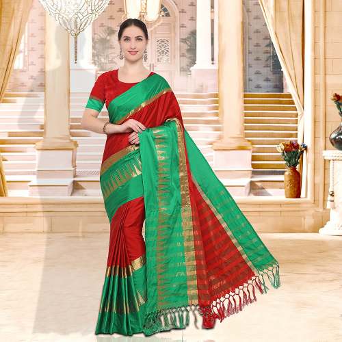 Designer Cotton Saree With Blouse