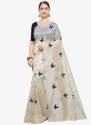 Fancy Butterfly Print Embroidery Saree