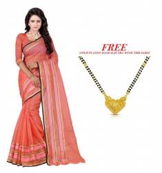 Fancy Cotton Sarees Orange 