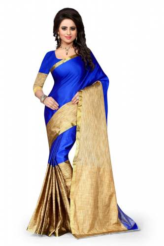 Fashionable Plain Cotton Silk Saree