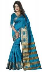 Firozi Lichi Jacquard Sarees