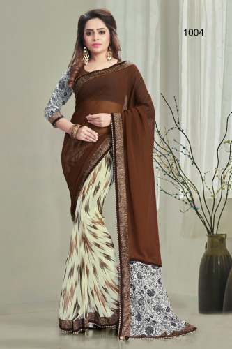 Georgette Net Print Sarees