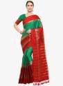 Green And Red Temple Saree