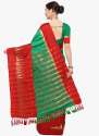 Green And Red Temple Saree thumb 1