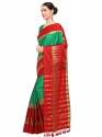 Green And Red Temple Saree thumb 2