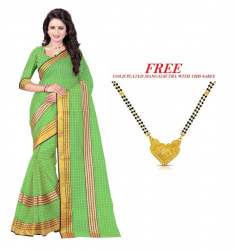 Green Poly Cotton Saree