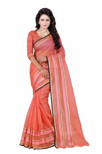 Light Orange Cotton Sarees