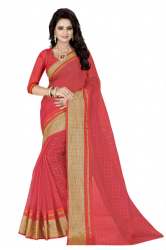 Light Red Cotton Sarees