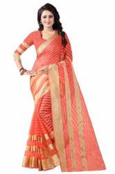 Multi Border Orange Sarees