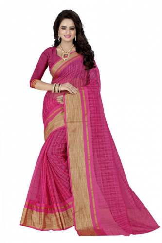 Pink Gold Border Sarees