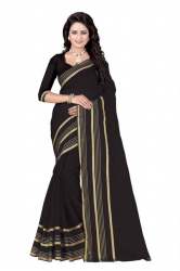 Poly Cotton Sarees Black