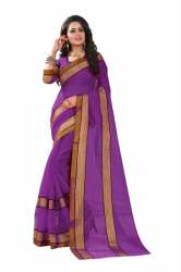 Purple Multi Border Sarees 