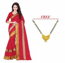 Red Poly Cotton Sarees