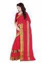 Red Poly Cotton Sarees thumb 1