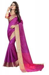 Stylish Cotton Saree Purple Color