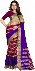 Wine and Purple Cotton Silk Saree