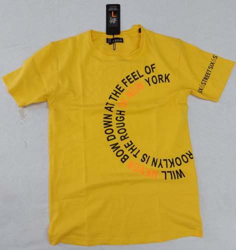 Mens Yellow Printed T-Shirt by Anish Textiles