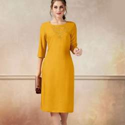 Plain Yellow Rayon Kurti
