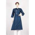 Blue Embroidered Denim Kurtis