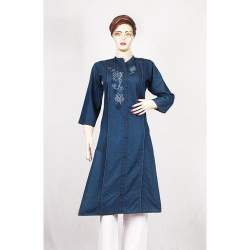 Blue Embroidered Denim Kurtis