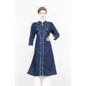 Dark Blue Embroidered Denim Kurti